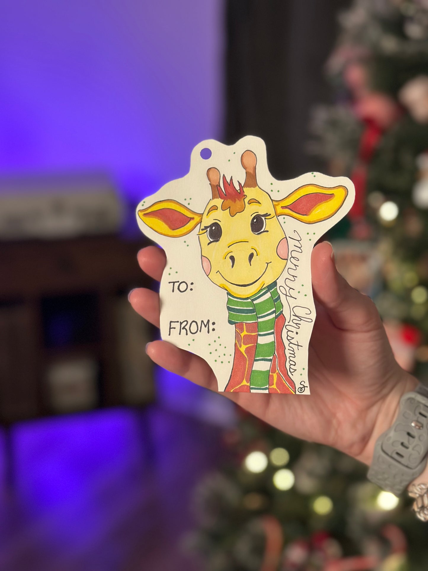 Giraffe Holiday Gift Tag