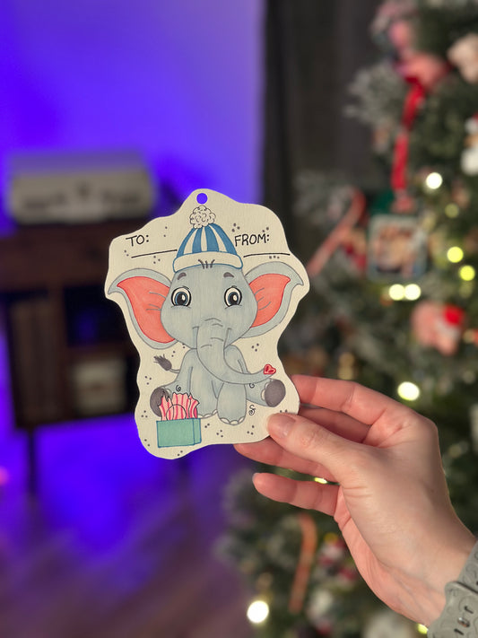 Elephant Holiday Gift Tag