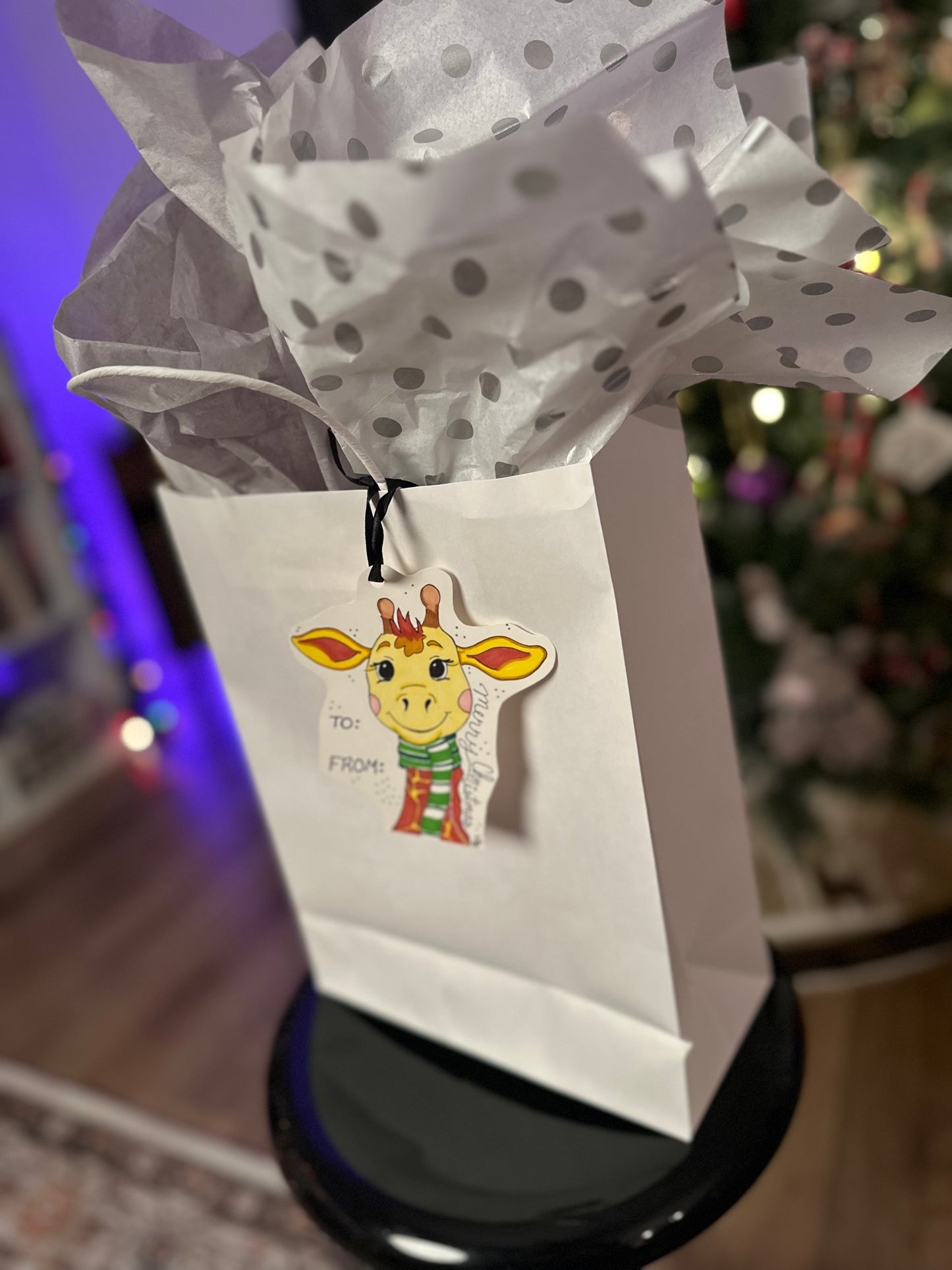 Giraffe Holiday Gift Tag