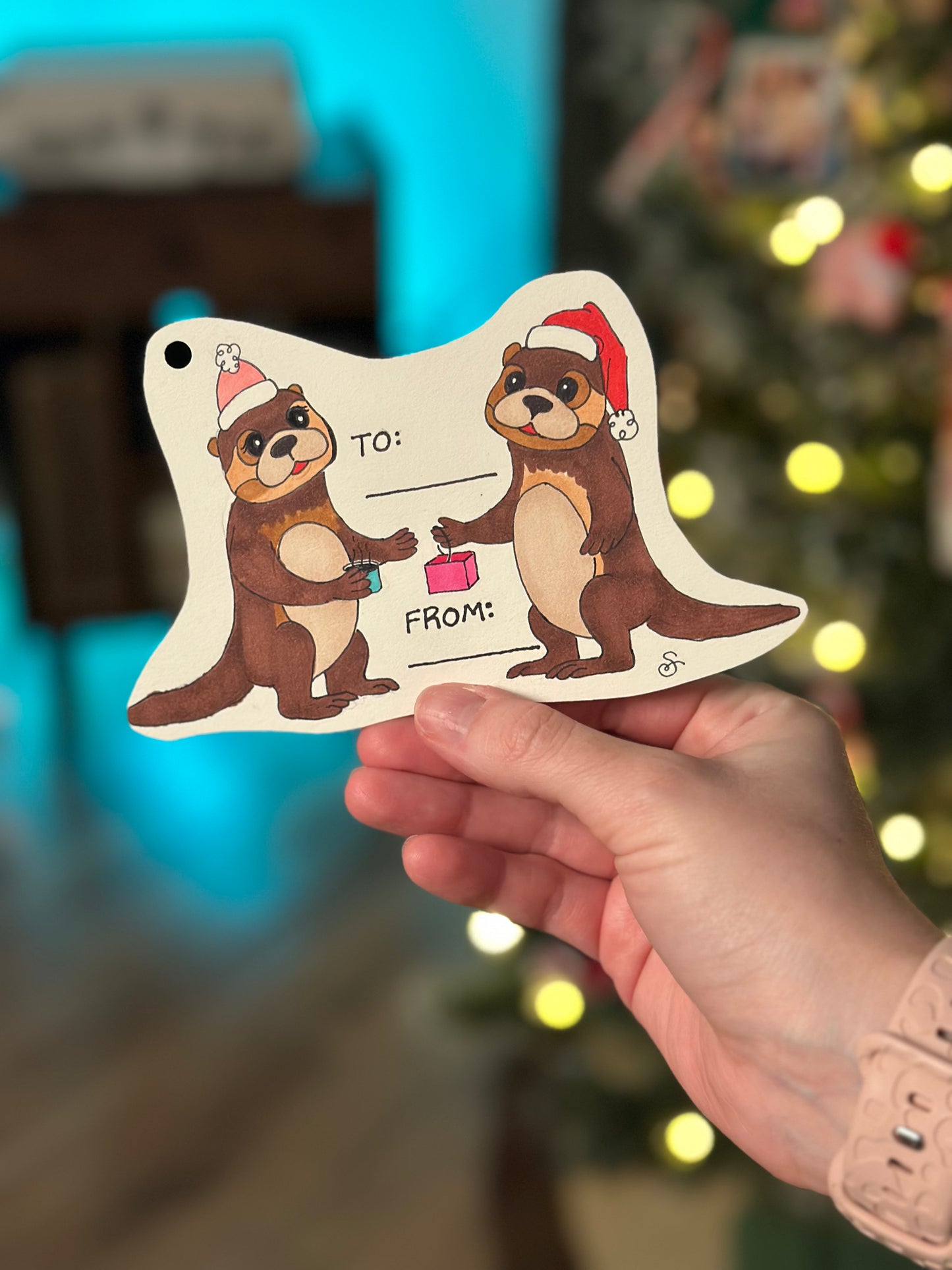 Otter Holiday Gift Tag