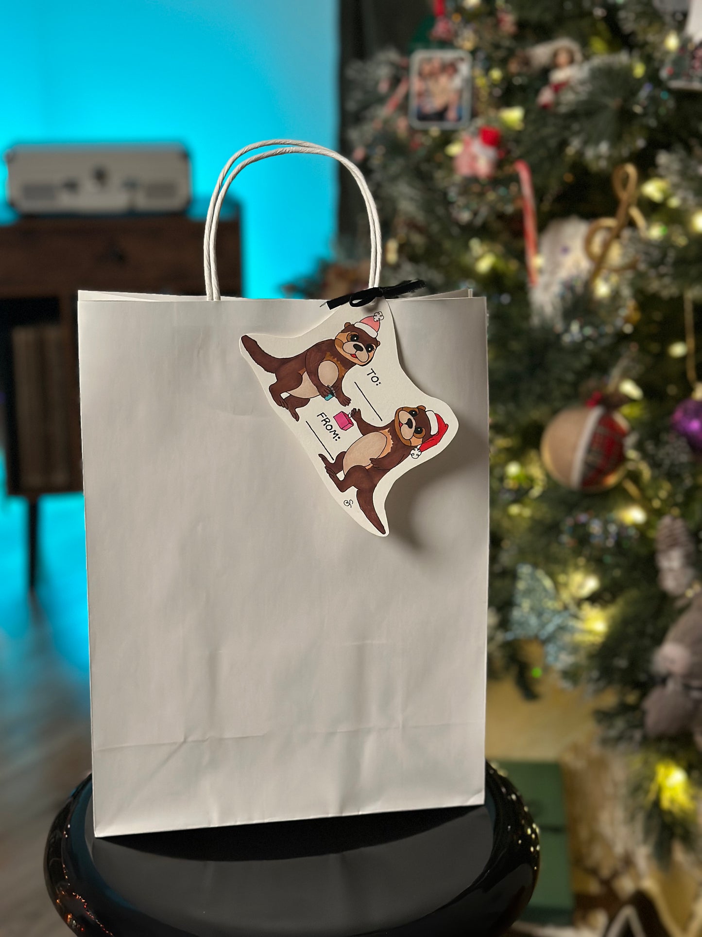 Otter Holiday Gift Tag