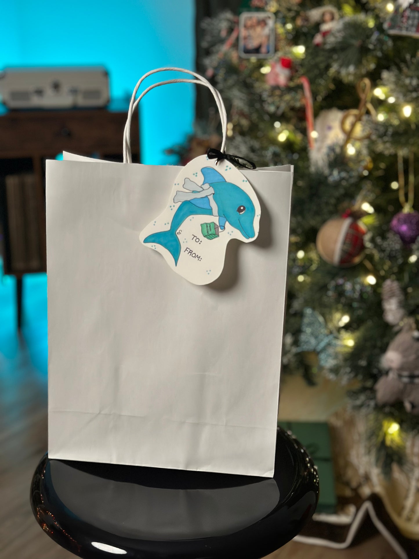 Dolphin Holiday Gift Tag