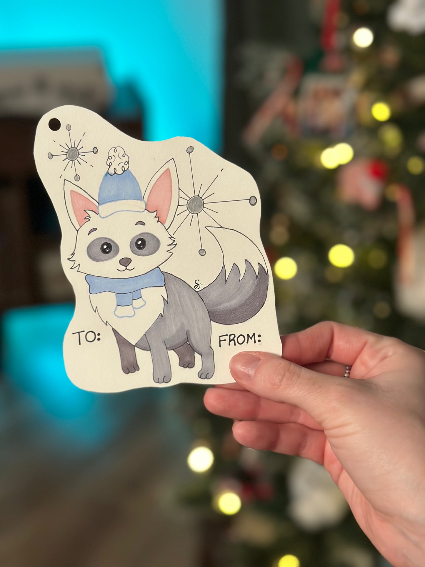 Arctic Fox Holiday Gift Tag