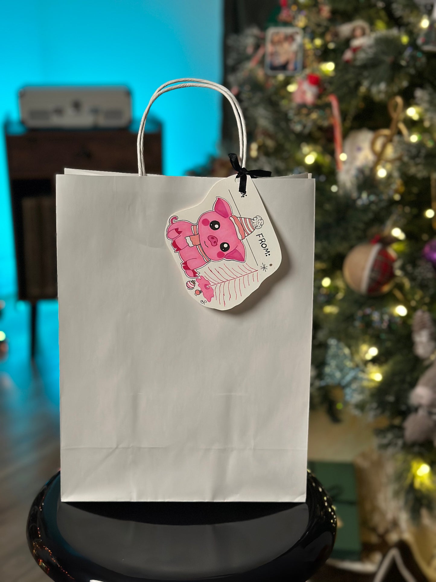 Pig Holiday Gift Tag