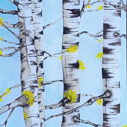 Birch Tree Watercolor Painting