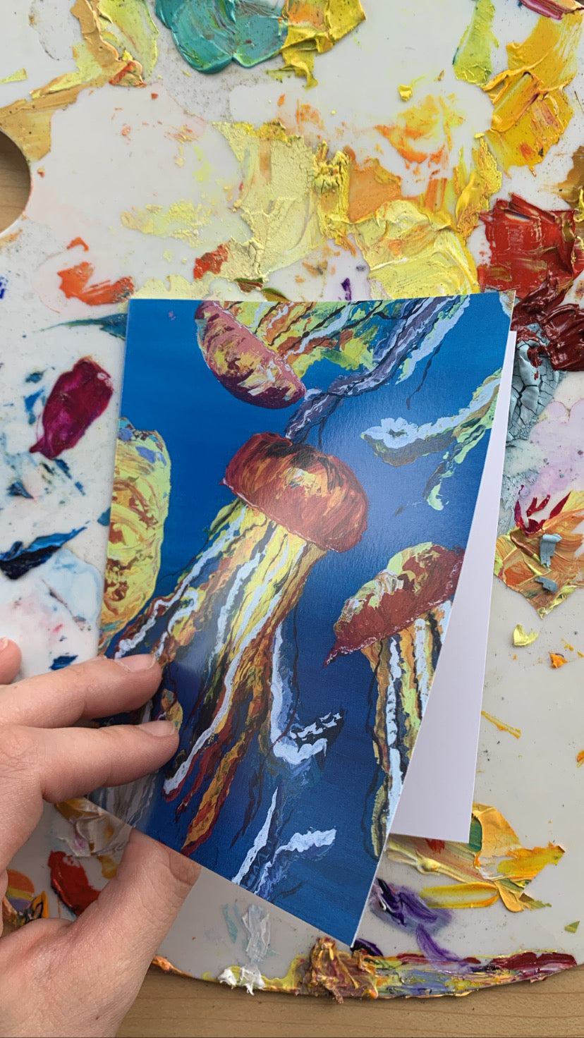 Abstracted Jellyfish Greeting Cards