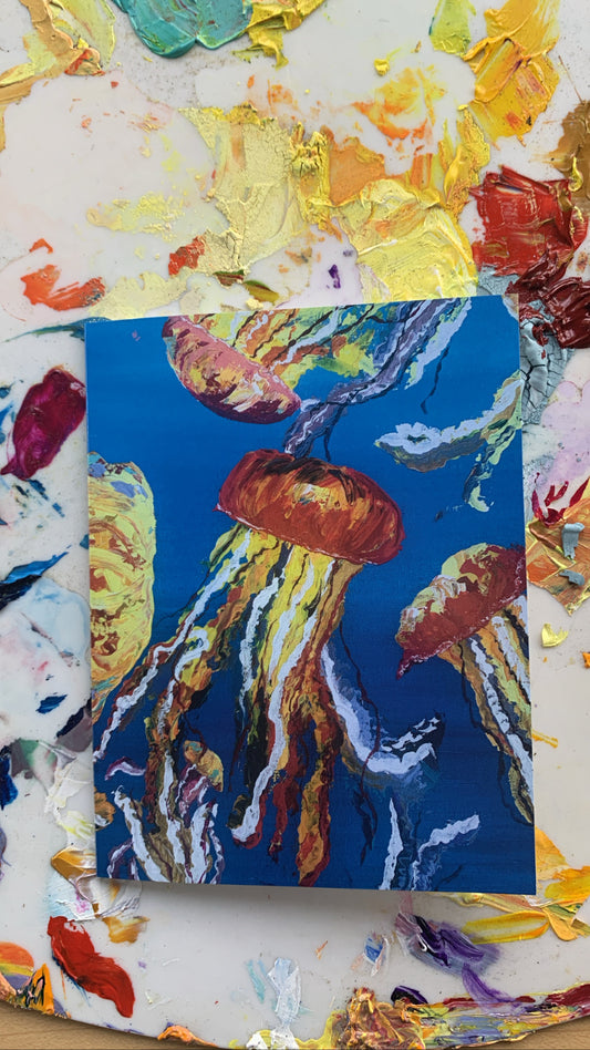 Abstracted Jellyfish Greeting Cards